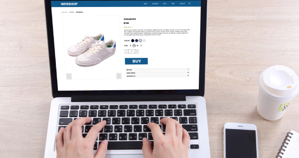 computer view of person shopping for shoes online