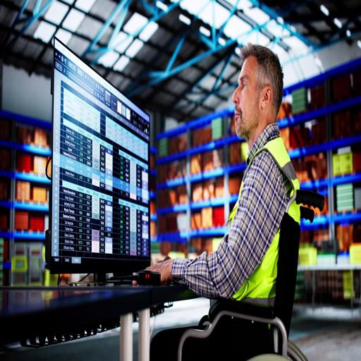 An eworld employee at a workstation managing orders