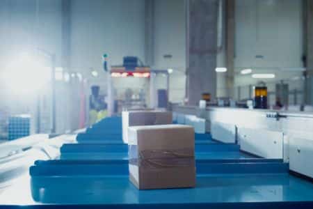 conveyor belt packages warehouse